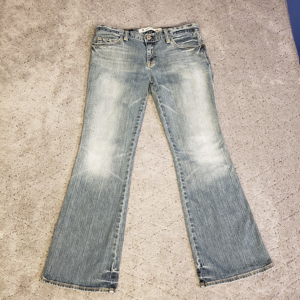 VTG Gap Jeans Womens 8 Blue Ultra Low Rise Bootcut Faded Stretch Denim Mid Rise